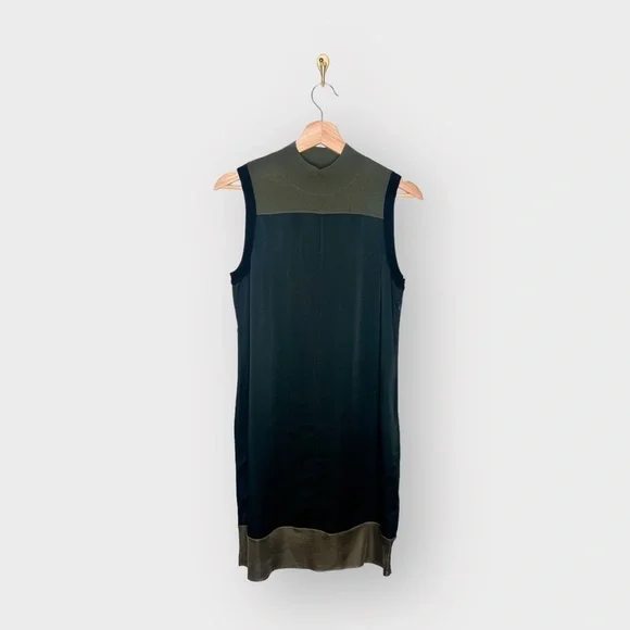 RAG & BONE Vivienne Color Block Mock Neck Dress Black & Green (Sz S) - Picture 2 of 9